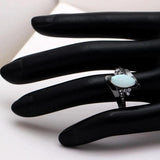 Fire Opal Ring Gun Plated Wedding Jewelry Size 6-8