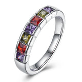 Silver Ring Red Green Purple Semi Precious Stone AR2114