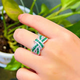 Green Red CZ Adjustable Size Open Finger Ring for Women F091