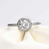 Micro Inlay Ring Ladies Silver Engagement Wedding Ring