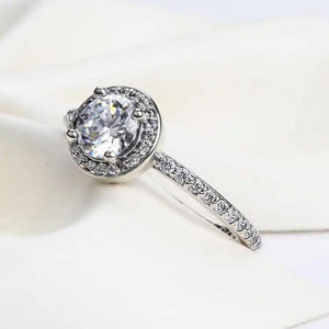 Micro Inlay Ring Ladies Silver Engagement Wedding Ring