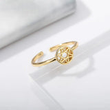 Adjustable Silver Copper Sun Moon Shell Tail Rings For Women