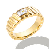 Rhinestone Stainless Steel Rings for Women Wedding Jewelry