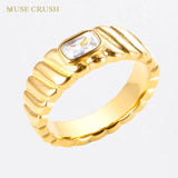 Rhinestone Stainless Steel Rings for Women Wedding Jewelry