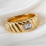 Rhinestone Stainless Steel Rings for Women Wedding Jewelry