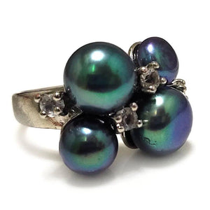 Lavender Button Pearl Zirconia Engagement Ring 8-9mm