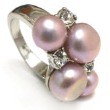 Lavender Button Pearl Zirconia Engagement Ring 8-9mm