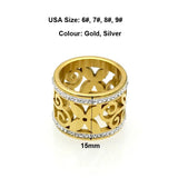 Crystal Rhinestone Stainless Steel Wedding Flower Ring