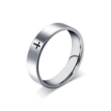 Stainless Steel Cross Rings - Laser Engraved 6mm