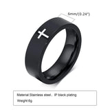 Stainless Steel Cross Rings - Laser Engraved 6mm
