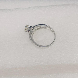 Sterling Silver CZ Engagement Ring, Rhodium Plated