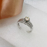 Sterling Silver CZ Engagement Ring, Rhodium Plated