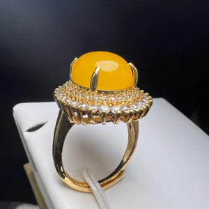 Green Agate Finger Ring Charm Adjustable Zircon Stone Ring For Women