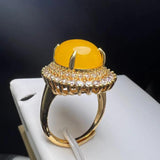 Green Agate Finger Ring Charm Adjustable Zircon Stone Ring For Women