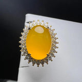 Green Agate Finger Ring Charm Adjustable Zircon Stone Ring For Women