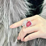 Delicate Pink CZ Butterfly Wedding Ring Open Rings