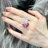 Delicate Pink CZ Butterfly Wedding Ring Open Rings