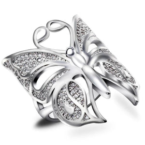 Zircon Animal Ring for Women Butterfly Heart Engagement