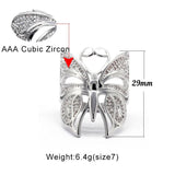 Zircon Animal Ring for Women Butterfly Heart Engagement