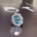 Sea Crystal Wedding Bands Ring Women Engagement Proposal Finger Jewelry
