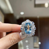 Sea Crystal Wedding Bands Ring Women Engagement Proposal Finger Jewelry