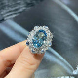Sea Crystal Wedding Bands Ring Women Engagement Proposal Finger Jewelry