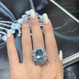 Sea Crystal Wedding Bands Ring Women Engagement Proposal Finger Jewelry