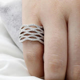 Zircon Stone Geometry Punk Ring for Women
