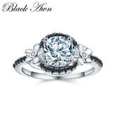 Flower Silver Spinel Wedding Engagement Ring for Women