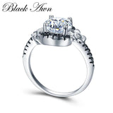 Flower Silver Spinel Wedding Engagement Ring for Women
