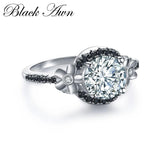 Flower Silver Spinel Wedding Engagement Ring for Women