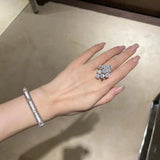 Zircon Wedding Bands Ring Delicate Vintage Flower Dainty Accessorie
