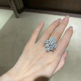 Zircon Wedding Bands Ring Delicate Vintage Flower Dainty Accessorie