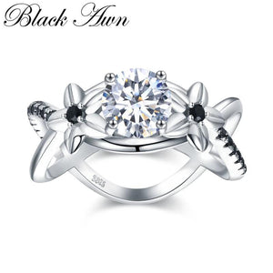 Silver Flower Wedding Ring for Women Bague Jewelry G095