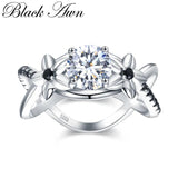 Silver Flower Wedding Ring for Women Bague Jewelry G095