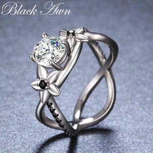 Silver Flower Wedding Ring for Women Bague Jewelry G095
