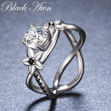 Silver Flower Wedding Ring for Women Bague Jewelry G095