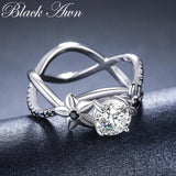 Silver Flower Wedding Ring for Women Bague Jewelry G095