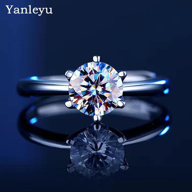 6-Prongs Wedding Ring Solid Silver CZ Engagement Jewelry