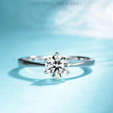 6-Prongs Wedding Ring Solid Silver CZ Engagement Jewelry