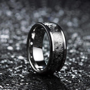 8MM Tungsten Alloy Wedding Ring Carbon Fiber Men's Jewelry