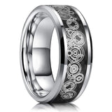 8MM Tungsten Alloy Wedding Ring Carbon Fiber Men's Jewelry