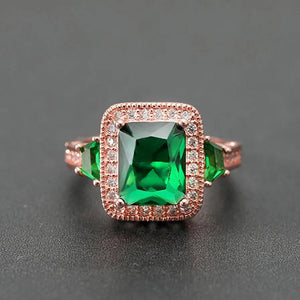 Green Zircon Rose Cocktail Party Women Ring Bridal Wedding Band