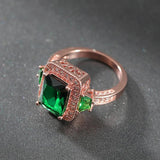 Green Zircon Rose Cocktail Party Women Ring Bridal Wedding Band