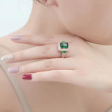 Green Zircon Rose Cocktail Party Women Ring Bridal Wedding Band