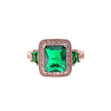 Green Zircon Rose Cocktail Party Women Ring Bridal Wedding Band