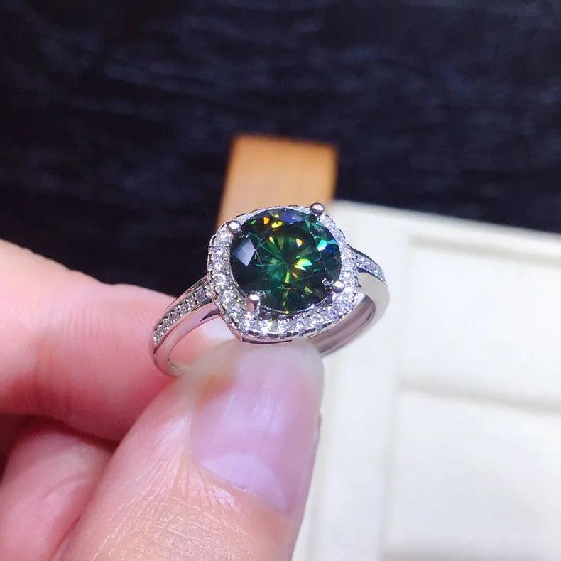 2.0ct Green Zircon Open Ring Charm Women Engagement Ring