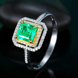 Green Gem Ring Multicolor Crystal Zircon Cocktail Party Women Ring