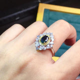 Multicolor Oval Gems Ring Wedding Band Engagement Anniversary