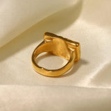 Stainless Steel CZ Malachite Eye Engagement Ring for Women
